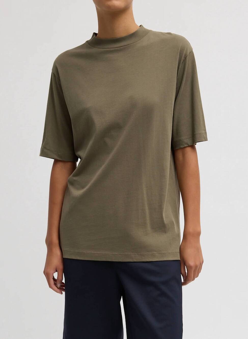 NEW TIBI unisex - mock neck t-shirt in dune
